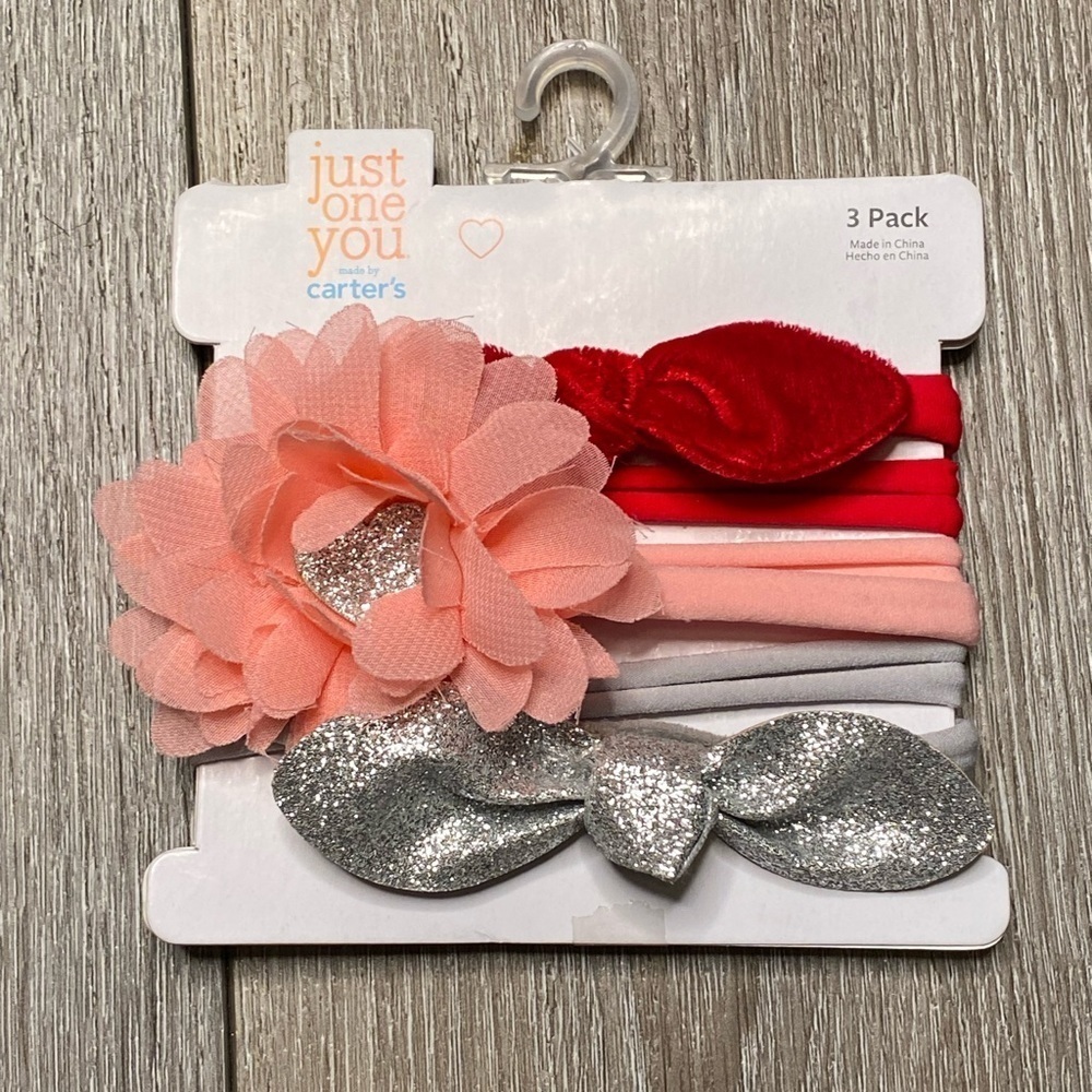 Carter's Just One You Baby 3pk Headbands Valentine’s Day